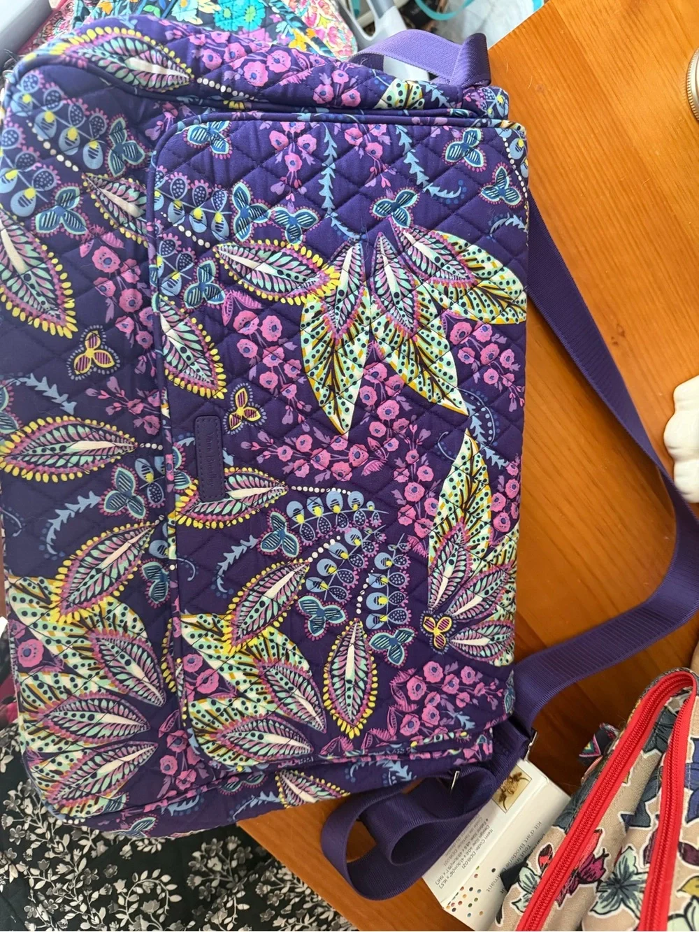 Quilted Purple Floral laptop bag